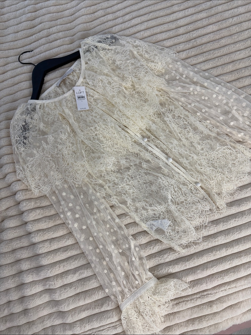 LOFT Ivory Lace Button-Front Blouse